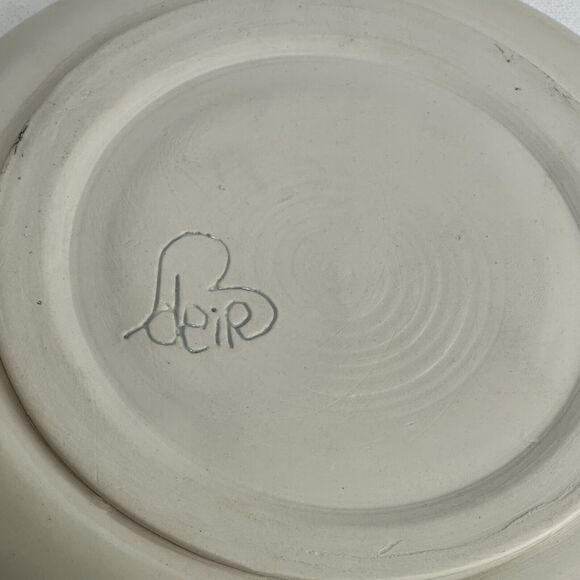 face pottery plate artist handmade set of 2 - Picture 7 of 8